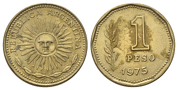 Аргентина 1 песо 1975 KM 69 алюминиевая бронза 4601-815
