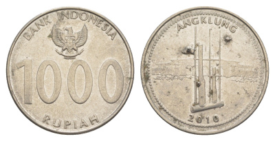 Индонезия 1000 рупий 2010 KM 70 сталь плакированная никелем 4631-1231