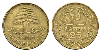 Ливан 25 пиастров 1972 KM 27.1 никель латунь 4678-351