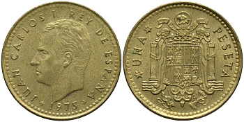 Испания 1 песета 1975 (78) Хуан Карлос I (1975-2014) KM 806 алюминиевая бронза 4171-451