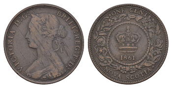 Канада, Новая Шотландия 1 цент 1861 Виктория (1837-1901) KM 8 бронза 4654-1157