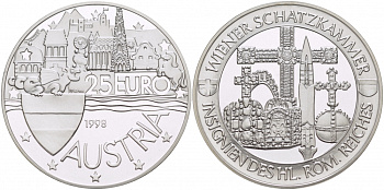 АВСТРИЯ 25 ЕВРО 1998 СОКРОВИЩНИЦА РИМСКОЙ ИМПЕРИИ серебро PROOF 1068-3-53