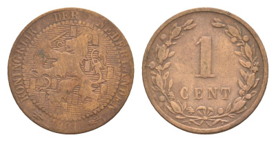 Нидерланды 1 цент 1901 Вильгельмина (1890-1948) KM 131 бронза 73-125
