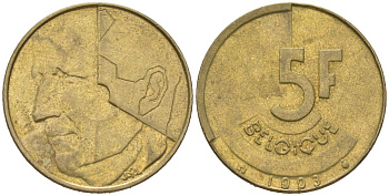 Бельгия 5 франков 1993 Belgique, Бодуэн I (1951-1993) KM 163 никель бронза 4616-1237