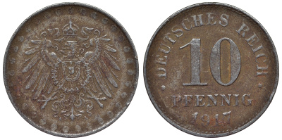 Германия 10 пфеннигов 1917 A KM 20, J. 298 железо 4119-142