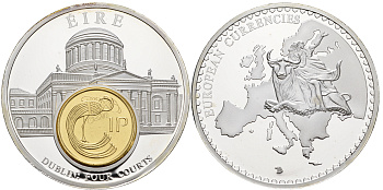 Нидерланды медаль 1993 серия европейские доевровые монеты, 54 гр., 50 мм.,с сертификатом, Ирландия, Дублин  серебрение  PROOF  06-026-32