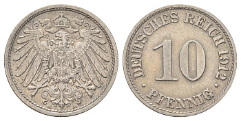 Германия 10 пфеннигов 1912 A KM 12, J. 13 медно-никель 4701-1129