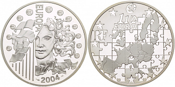 Франция 1 1/2 евро 2004 расширение Евросоюза KM 1391 серебро PROOF 11-241-41
