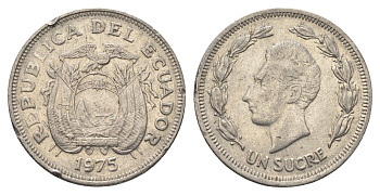 Эквадор 1 сукре 1975 Антонио Хосе Сукре KM 83 сталь плакированная никелем 4663-352