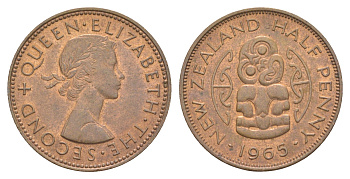 Новая Зеландия 1/2 пенни 1965 KM 23.2 бронза aUNC 4595-134