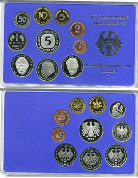 ФРГ государственный набор из 10 монет 1998 D    PROOF  3-5-3-38