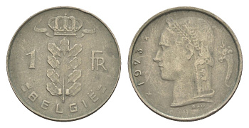 Бельгия 1 франк 1973 Belgie, Бодуэн I (1951-1993) KM 143 медно-никель 4632-554