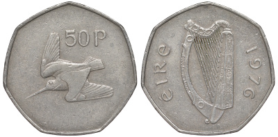 Ирландия 50 пенсов 1976 Вальдшнеп KM 24 медно-никель 4526-144