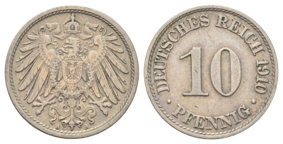 Германия 10 пфеннигов 1910 A KM 12, J. 13 медно-никель 4701-1118