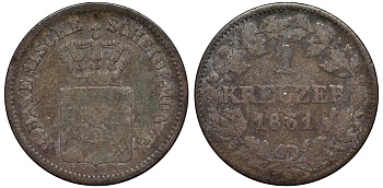 Бавария 1 крейцер 1861 Максимилиан II (1848-1864) KM 473 серебро 75-1656
