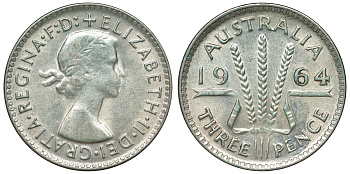 Австралия 3 пенса 1964 Елизавета II (1952-2022) KM 57 серебро 71-1014