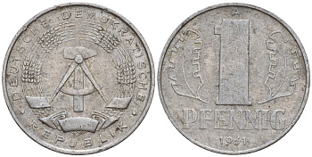 ГДР 1 пфенниг 1961 A KM 8.1 алюминий 39-617