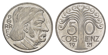 Кобленц 50 пфеннигов 1921 Funck 80.11A, Men05 4526.15, Men18 5727.15 железо UNC 1528-242