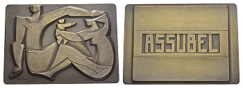 Бельгия плакетка страховой компании "Assubel" XX век размеры 64,5x90,5 мм, вес 252,8 гр бронза плакированная серебром 3-5-3-23