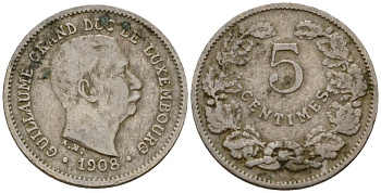 Люксембург 5 сантимов 1908 Вильгельм IV (1905-1912) KM 26 медно-никель 4602-347
