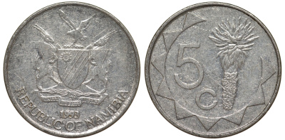 Намибия 5 центов 1993 KM 1 никелированная сталь 4164-519