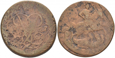 Россия 2 копейки 1757 б/б Биткин 391 медь 221-216