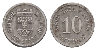 Бюр в Вестфалии 10 пфеннигов 1919 Funck 64.5, Men05 3970.5, Men18 5029.5 железо 4659-333