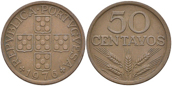 Португалия 50 сентаво 1976 KM 596 бронза 219-924