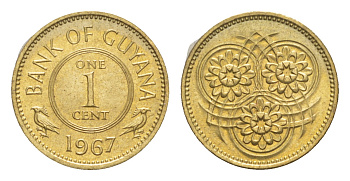 Гайана 1 цент 1967 Республика KM 31 никель латунь UNC 4659-513