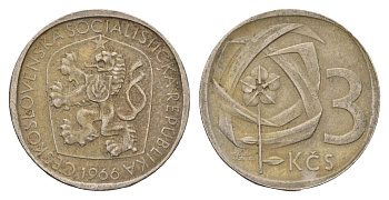 Чехословакия 3 кроны 1966 KM 57 медно-никель 4673-935
