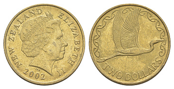 Новая Зеландия 2 доллара 2002 KM 121 алюминиевая бронза 4652-311