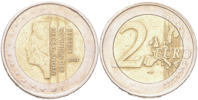 Нидерланды 2 евро 2002 KM 241 биметалл 4126-1014