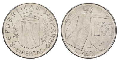 Сан-Марино 100 лир 1981 Мир KM 122 нержавеющая сталь UNC 4648-311