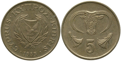 Кипр 5 центов 1983 KM 55.1 никель латунь 4158-527