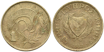 Кипр 1 цент 1987 KM 53.2 никель латунь 4174-1122