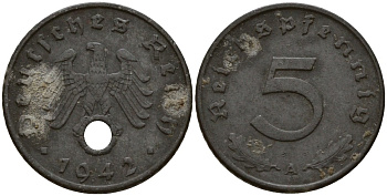 Германия 5 рейхспфеннигов 1942 A KM 100, J. 370 цинк 4154-941