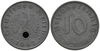 Германия 10 рейхспфеннигов 1942 A  цинк    3459-546