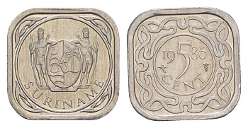 Суринам 5 центов 1986 редкий год KM 12a алюминий 4649-955