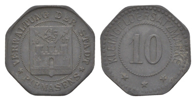 Пирмазенс 10 пфеннигов 1917 Funck 426.4, Men18 25724.4 цинк 4643-941