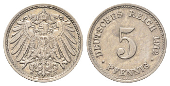 Германия 5 пфеннигов 1912 D KM 11, J. 12 медно-никель 4701-1053