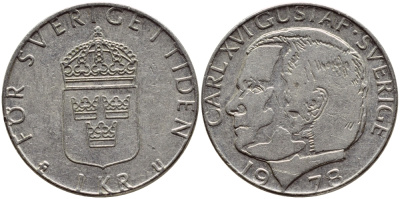 Швеция 1 крона 1978 Карл XVI Густав (1973- ) KM 852 медь плакированная медно-никелем 4397-912