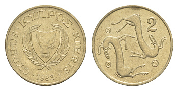 Кипр 2 цента 1983 KM 54.1 никель латунь 4649-1146