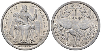 Французская Новая Каледония 1 франк 1977  KM 10 алюминий  UNC  4610-517