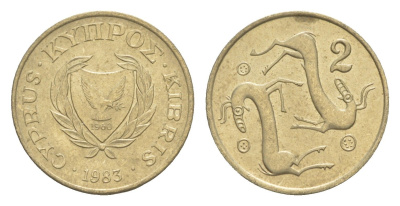 Кипр 2 цента 1983 KM 54.1 никель латунь 4649-1146
