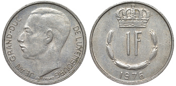 Люксембург 1 франк 1976 KM 55 медно-никель 4143-124