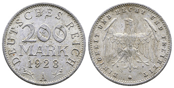 ГЕРМАНИЯ 200 МАРОК 1923 A KM 35, J. 304 алюминий 4380-443