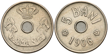Румыния 5 бани 1906 Кароль I (1881-1914) KM 31 медно-никель 4608-339