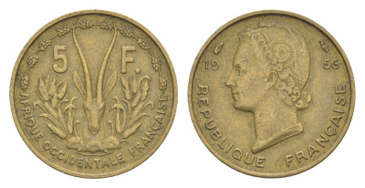 Французская Западная Африка 5 франков 1956 KM 5 медь алюминий 4617-753