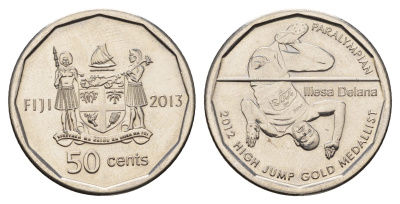 Фиджи 50 центов 2013 Паралимпиада 2012 - Илиеза Делана KM 515 сталь плакированная никелем UNC 4119-546