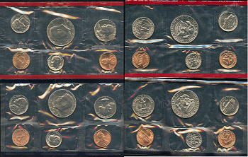 США официальные наборы из 10 монет и 2 жетонов монетного двора 1984 D, P, Джон Кеннеди KM MS 148   UNC  8-2-03-32